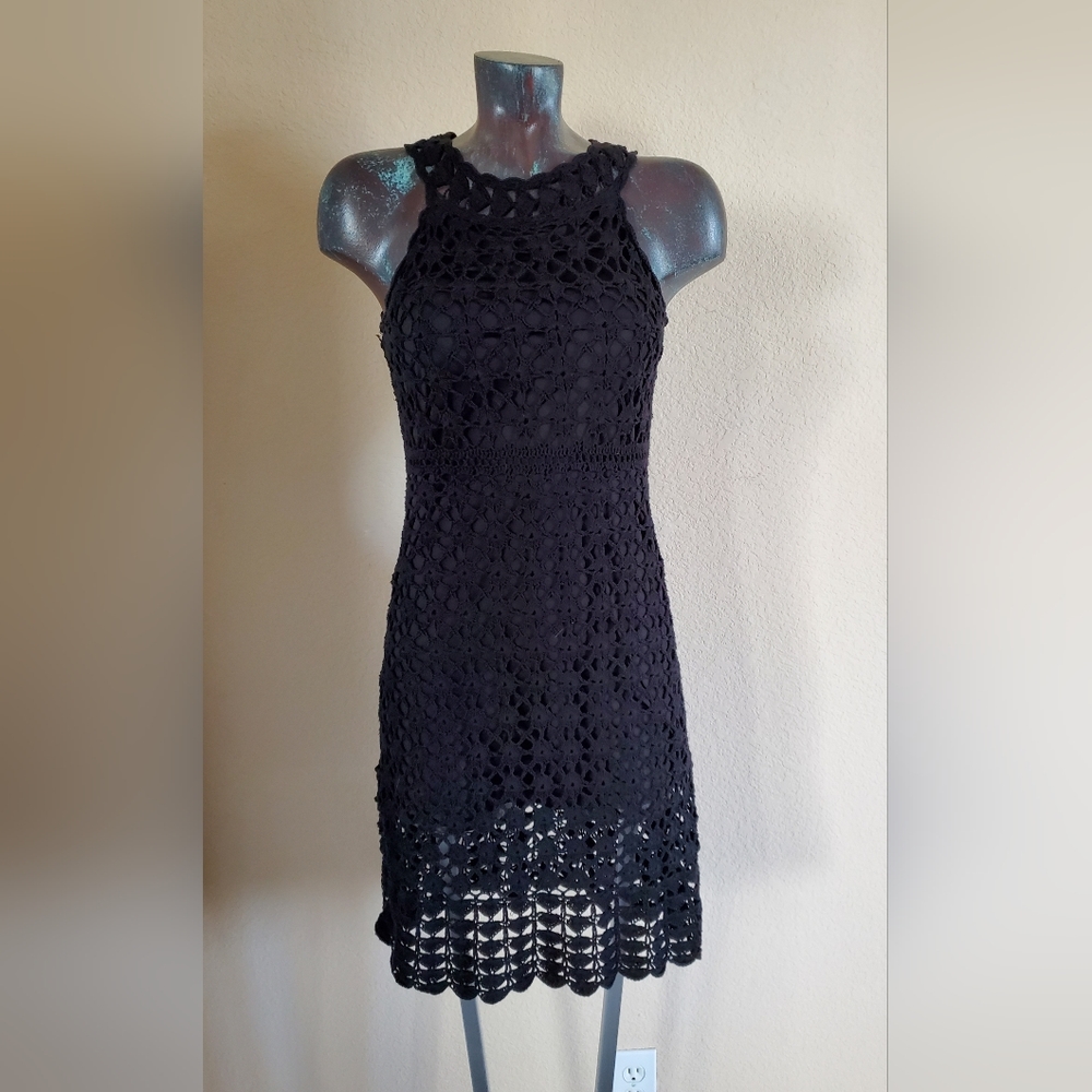 Black Crochet Dress Sz petite
